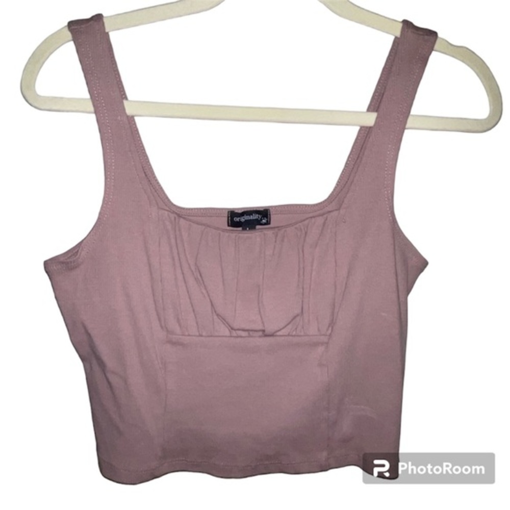 Purple Cropped Ribbed Tank Top -Originality